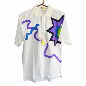 Vtg 80s 90s Wilson Tennis Shirts Large Men's White S/S Hong Kong Dead Stock NWT